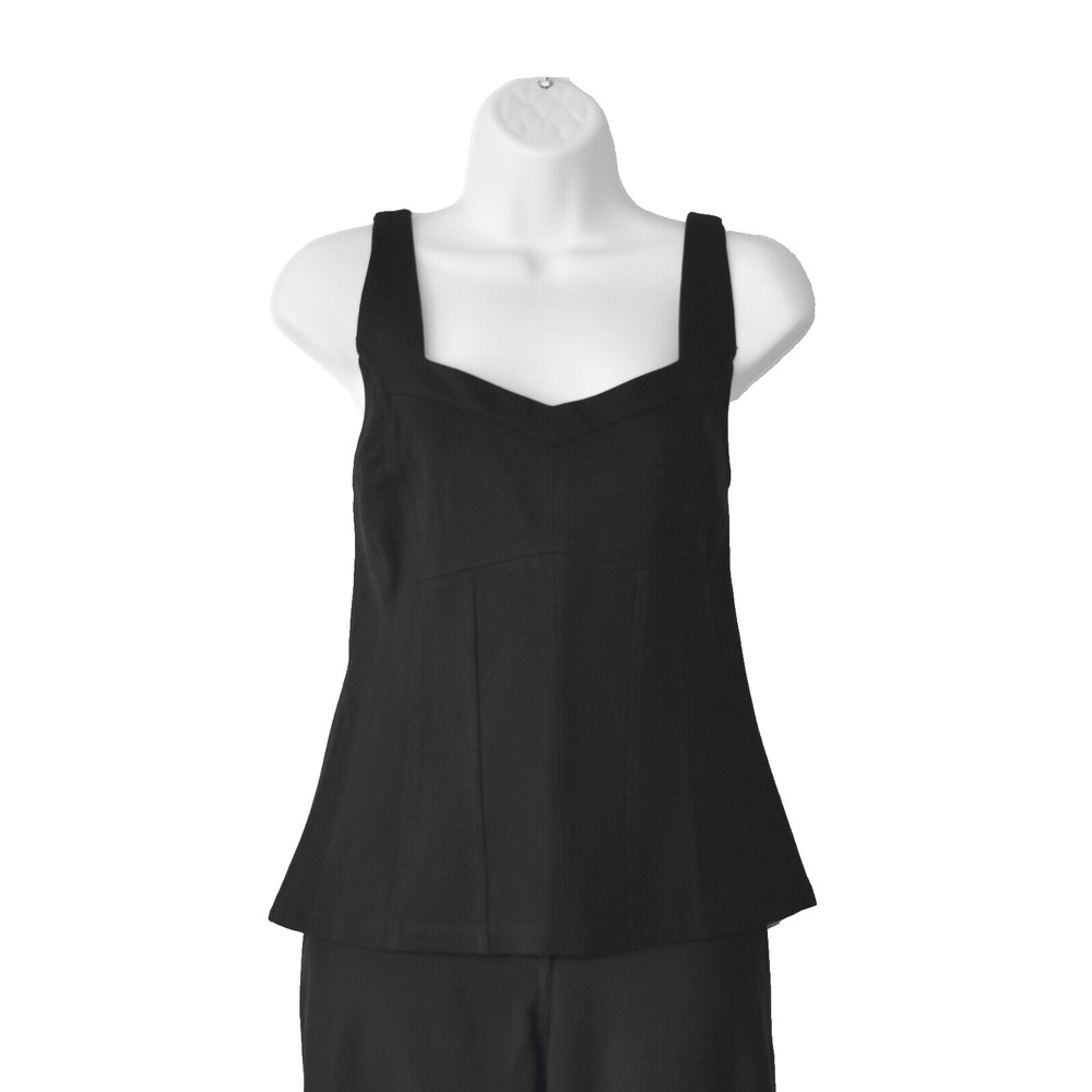 A8 NWT ANTHROPOLOGIE Black Viscose/Nylon Blend Side Zipper Tunk Top Size M $78